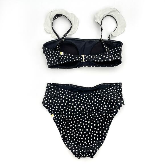 Summersalt Ruffle Oasis Black Polka Dot Bikini 2 Piece Swimsuit High Rise Size 4 - Picture 2 of 9